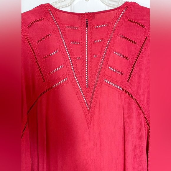 Torrid Kimono Red Crinkled Gauze Crochet Inset Women’s Plus Size Size 1/2 - Picture 9 of 10